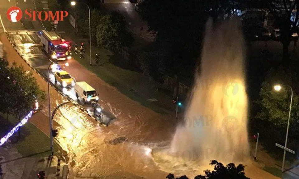 It's 'wild, wild, wet' at Bukit Batok West after burst pipe sends water gushing up to '3 storeys high'