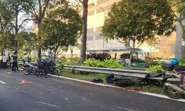 Among the 11 people taken to hospital were nine male motorcyclists aged 26 to 61, a 21-year-old man and a 32-year-old woman who was riding pillion.