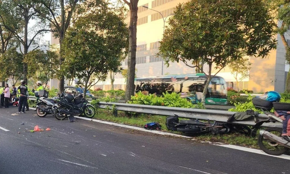 Among the 11 people taken to hospital were nine male motorcyclists aged 26 to 61, a 21-year-old man and a 32-year-old woman who was riding pillion.