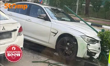 car mounts road divider in Yishun accident