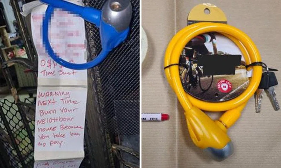 Man locks Tampines flat's gate and leaves note: 'Next time burn your neighbour house'