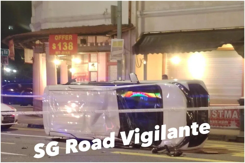 A motorcycle and a car were involved in a collision near the junction of Guillemard Road and Geylang Road.