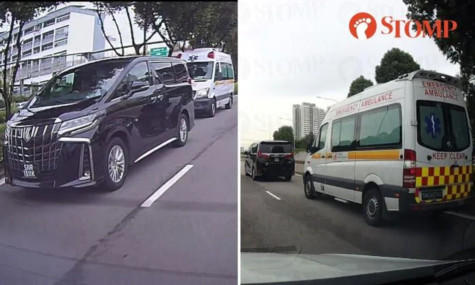 Toyota minivan fails to give way to ambulance on CTE