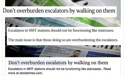 Don't overburden escalators by walking on them, says forum writer