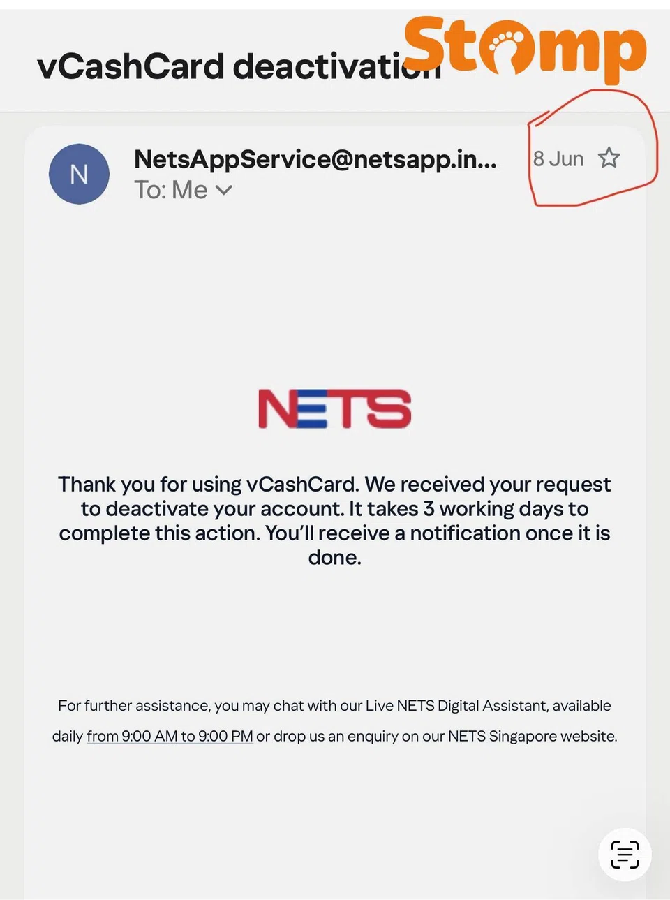 NETS vCashCard refund delayed for nearly 3 months