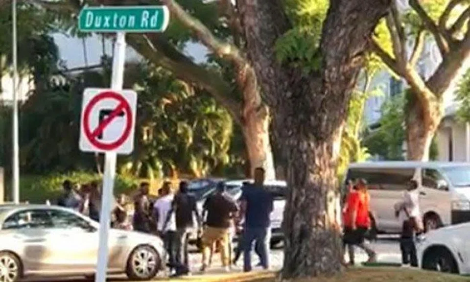 Nine men arrested over rioting at Duxton Hill