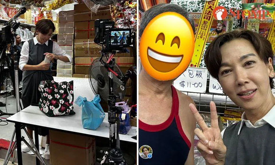 Fan dazzled by Kym Ng, who takes selfies with him despite being busy filming in Boon Keng