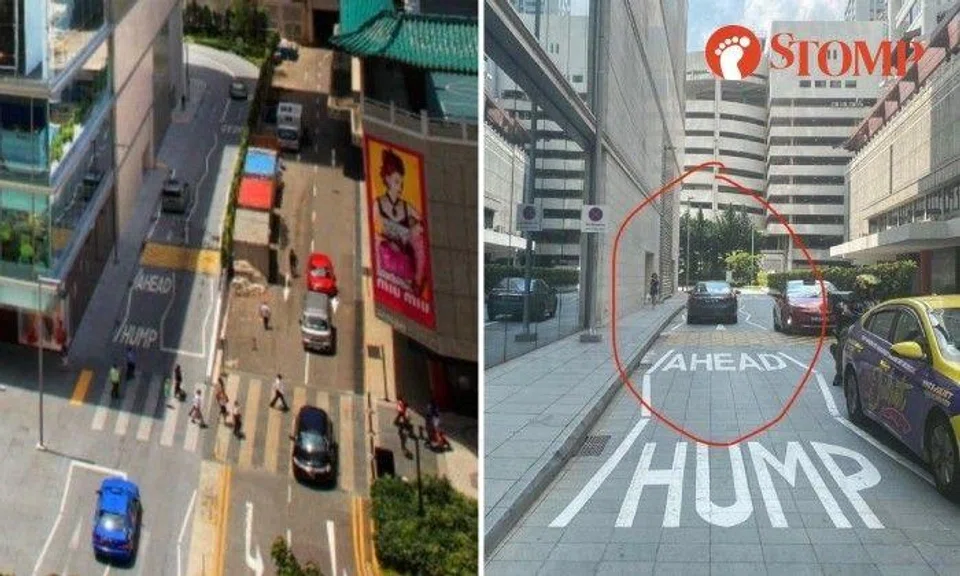  A motorist allegedly glared at people using the zebra crossing in the alleyway between Tang Plaza and Scotts Square before driving through the pedestrians.