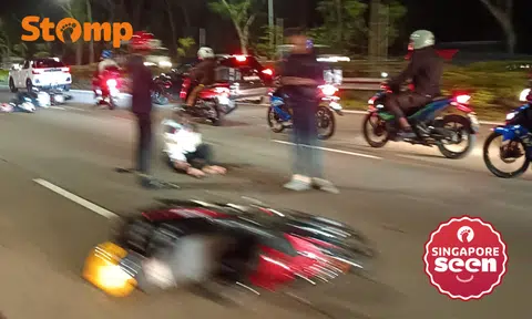 Two motorcyclists, 19 and 58, lie on road after SLE accident, taken to hospital