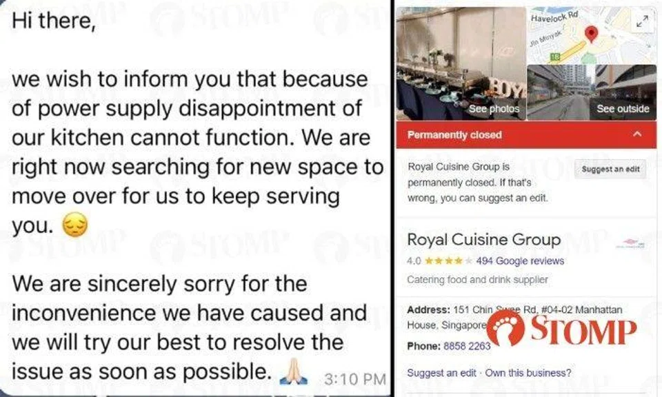 Royal Cuisine Group is now listed online as "permanently closed". 