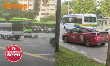 Motorcycle and Trans-Cab accident at Upper Bukit Timah Road