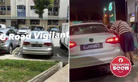 Spotted in Yishun, S'pore car that had taped-over licence plate allegedly to get RON95 at Johor petrol station