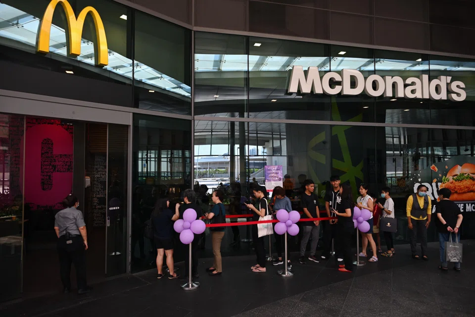 A short queue formed outside McDonald's Bedok Mall outlet on Sept 25.