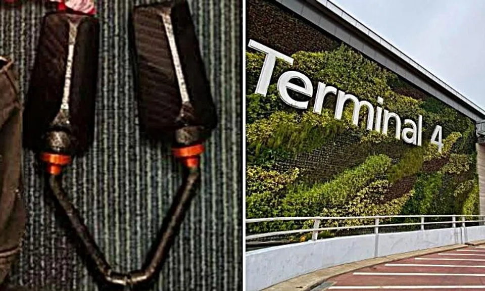Recovered side mirrors stolen from motorcycle parked at Chang Airpor Terminal 4
