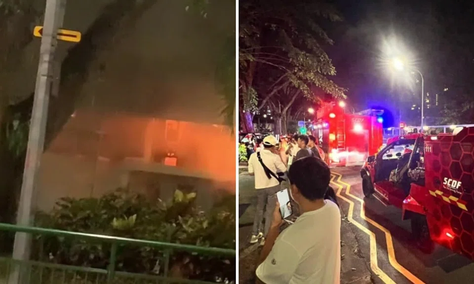 SCDF firefighting vehicles can also be seen outside the food centre.