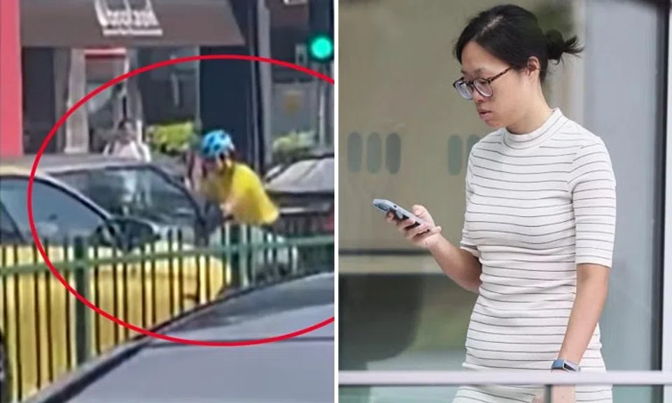 Nicolette Tan Shi-en (pictured) is accused of stopping her bicycle in front of Elaine Michele Ow’s car between 3pm and 3.30pm on June 2. PHOTOS: KELVIN CHNG, SGKAYPOHLAH/FACEBOOK