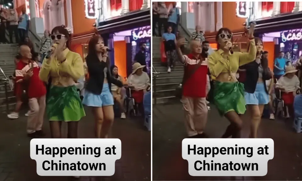 Two women doing a song and dance in Chinatown got mixed reactions online. 