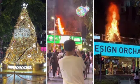 Fiery Christmas: Ferrero Rocher tree goes up in flames at Orchard Road