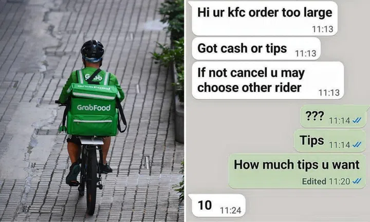 grab rider tip large order