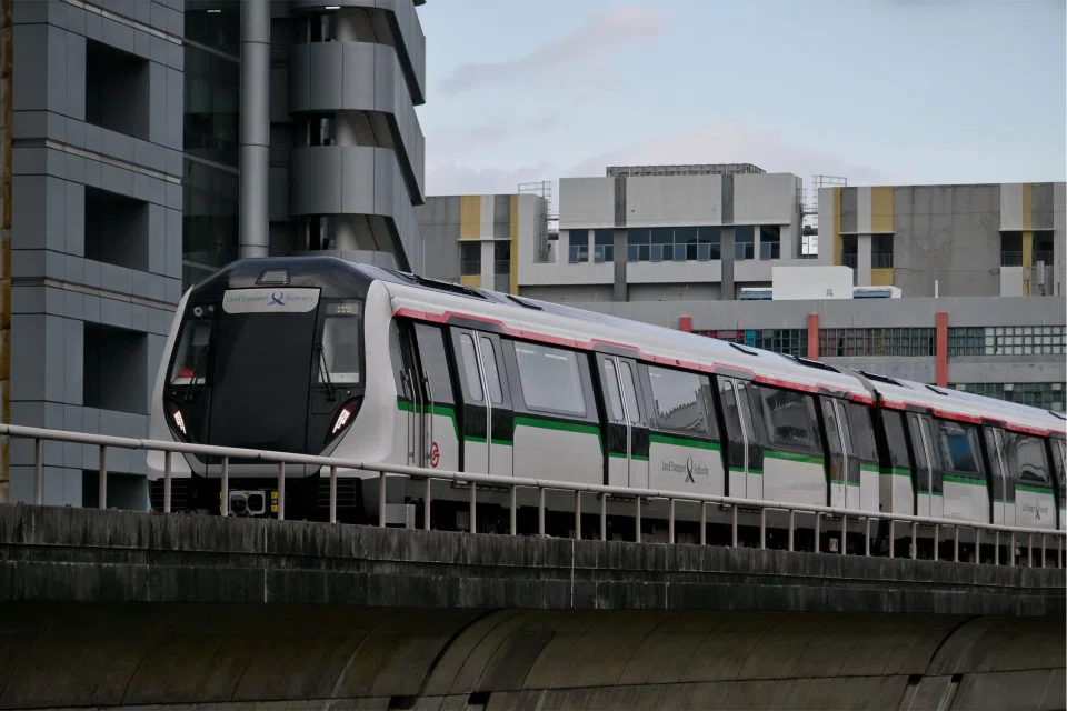 MRT train travelling towards Paya Lebar MRT station, 3 May 2024.