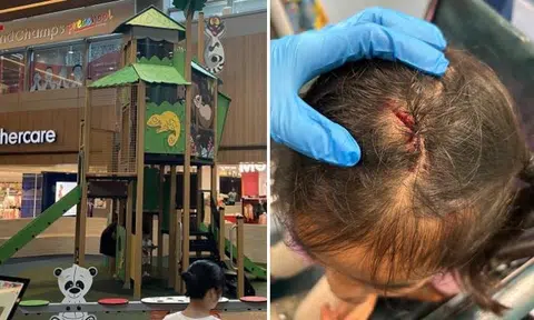 Mum shocked to see 'so much blood' after girl hits head at Paragon playground: 'My hands were shaking'