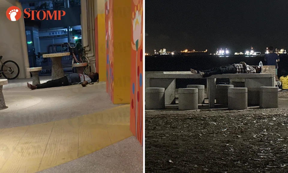 men sleeping in public