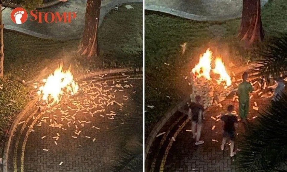 Sembawang Town Council reminds residents to burn offerings responsibly after some caught burning paper outside bins