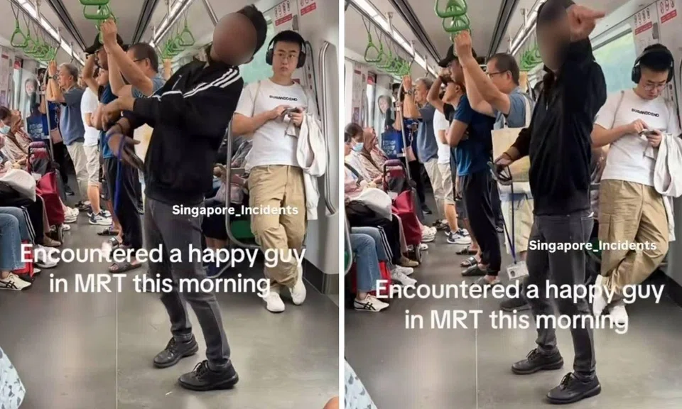 man mrt singing dancing happy
