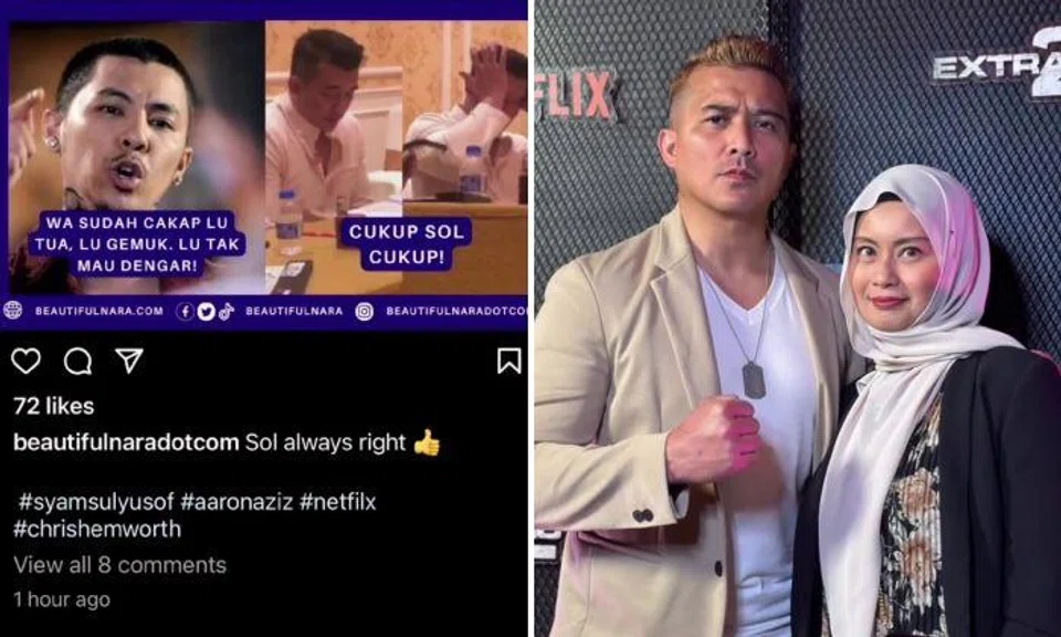 Aaron’s manager-wife and fashion entrepreneur Diyana Halik, 41, shared a screenshot of it on her Instagram page and asked her social media followers if they can recommend lawyers to her.