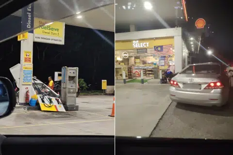 S'pore car allegedly damages petrol booth in Johor after driving off with fuel nozzle attached