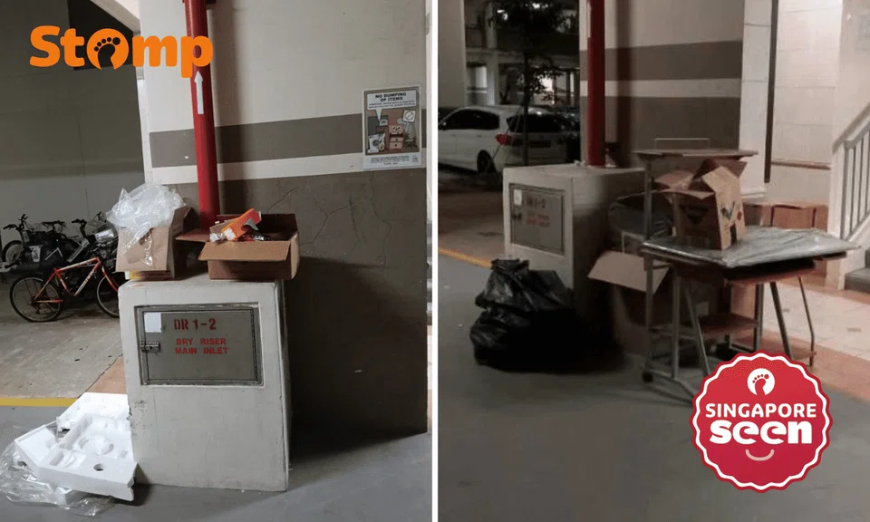Rubbish keeps piling up at Bedok Reservoir lift lobby despite signage, AHTC says cleaners clear items routinely