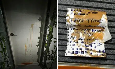 3 arrested after Circuit Road unit splashed with brown paint, debtor's note left behind