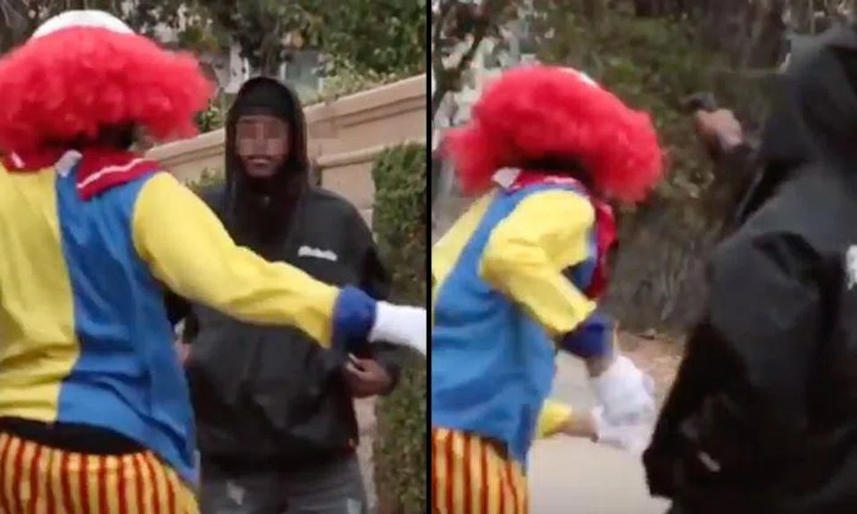 No laughing matter: Killer clown prank backfires when man pulls out handgun