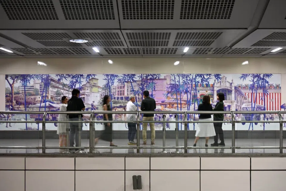 A commemorative artwork by artist Yeo Siak Goon which was commissioned by the Land Transport Authority for their 30th anniversary at Little India MRT station on Oct 21.