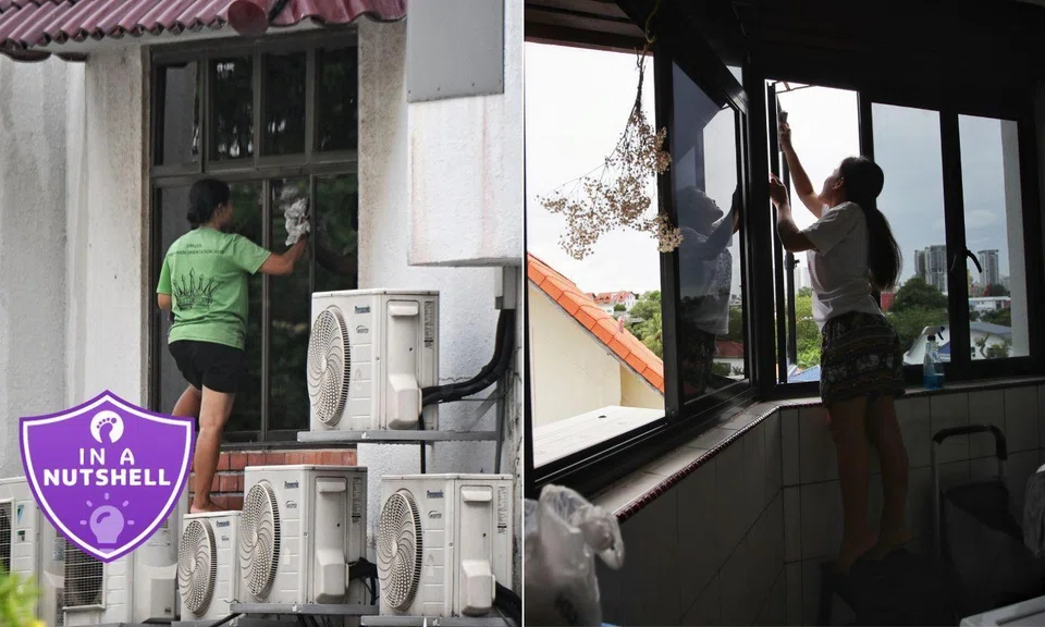 A migrant domestic worker in Singapore for 28 years, says she has been lucky to work for caring employers but she knows many helpers face dangerous tasks like window cleaning.