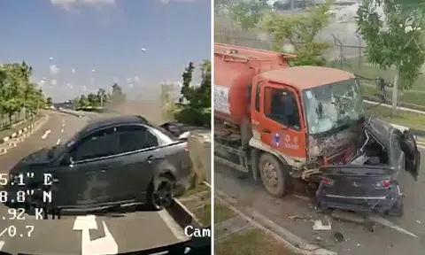 21-year-old male driver dies after losing control of car and crashing into oil tanker at Nicoll Drive
