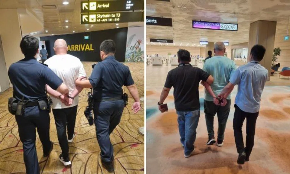 Both men were escorted from the aircraft and arrested within eight hours of the report.