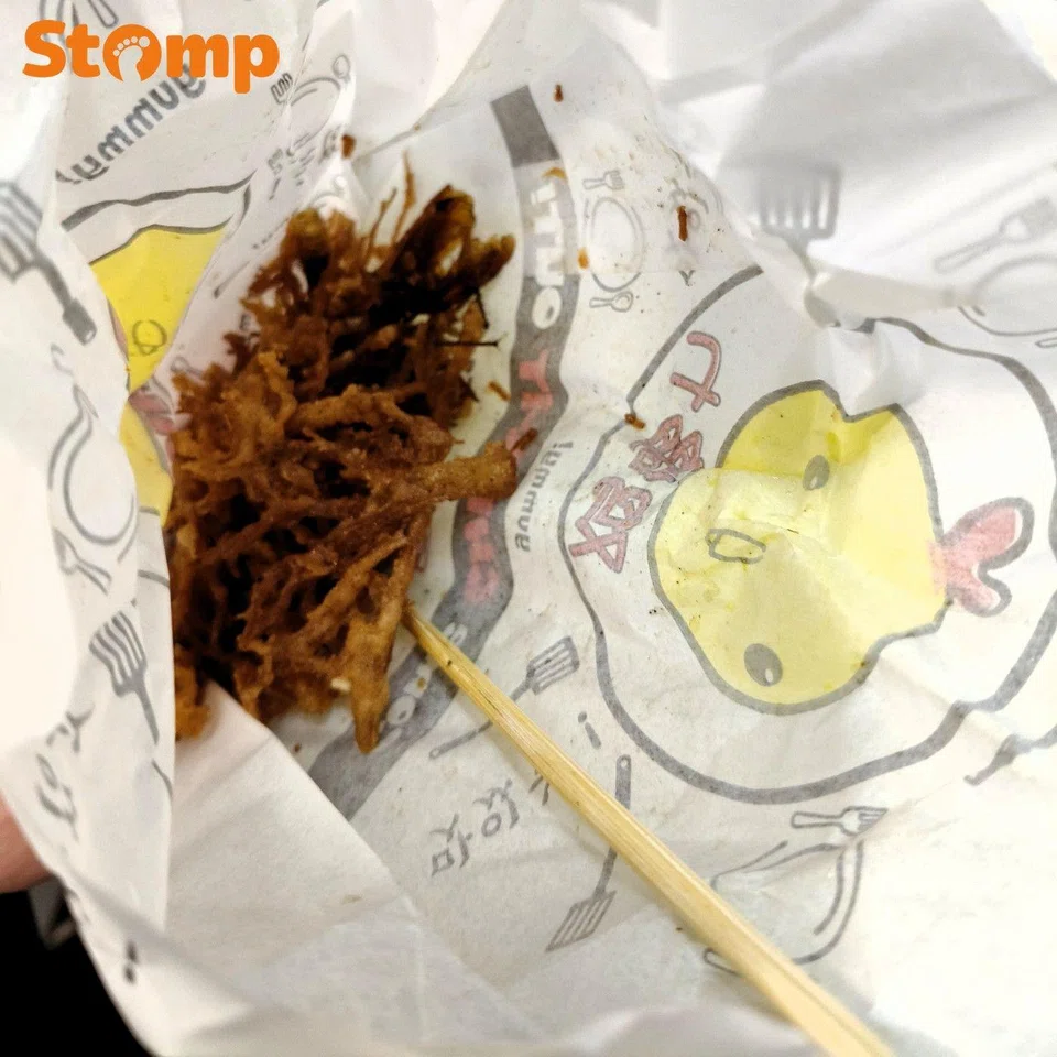Chick-It fried enoki mushrooms with cockroach