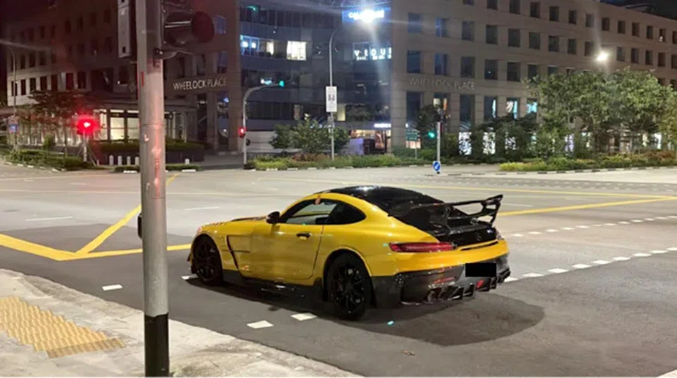 Aw's car was found stationary at a cross junction. He had fallen asleep at the wheel after consuming alcohol before driving. PHOTO: COURT DOCUMENTS