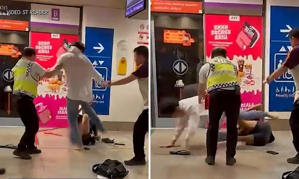 2 men arrested for fighting at Serangoon MRT station