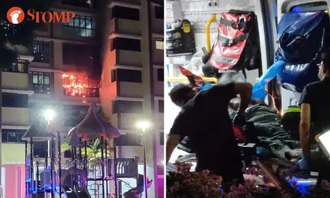 Flames engulf living room of Redhill flat, 4 people taken to hospital