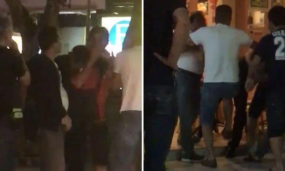 Group of men restrain guy and whack him during fight at Joo Chiat