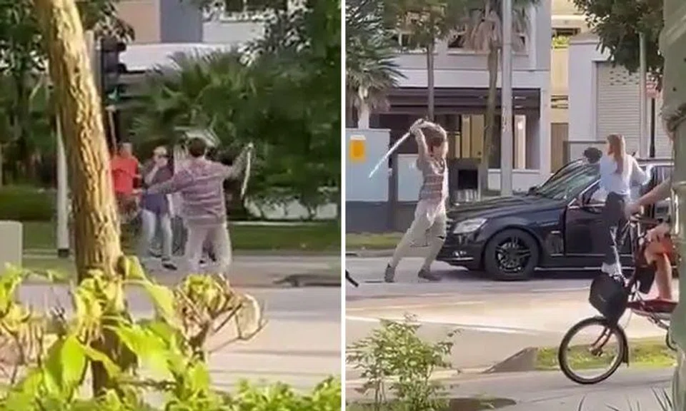 Man wielding sword and charging at car in Sumang Lane is 'filming in progress'