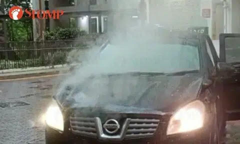 Stomper: "After we fetched the children, we saw very thick smoke suddenly come out from our car. We immediately got out with our children and contacted the car dealer."