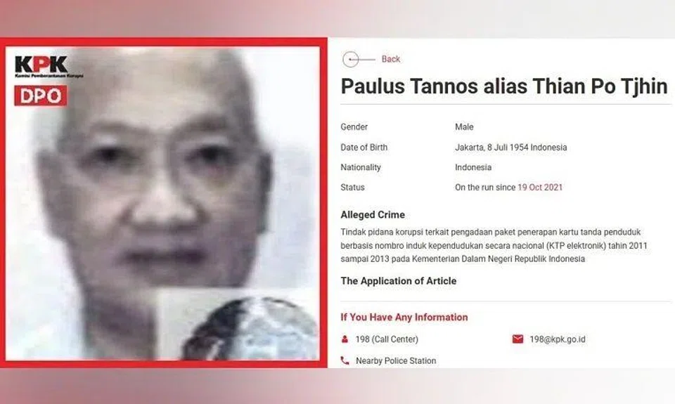Indonesian media reported that Paulus Tannos is implicated in a major graft scandal involving the government’s electronic ID card project.