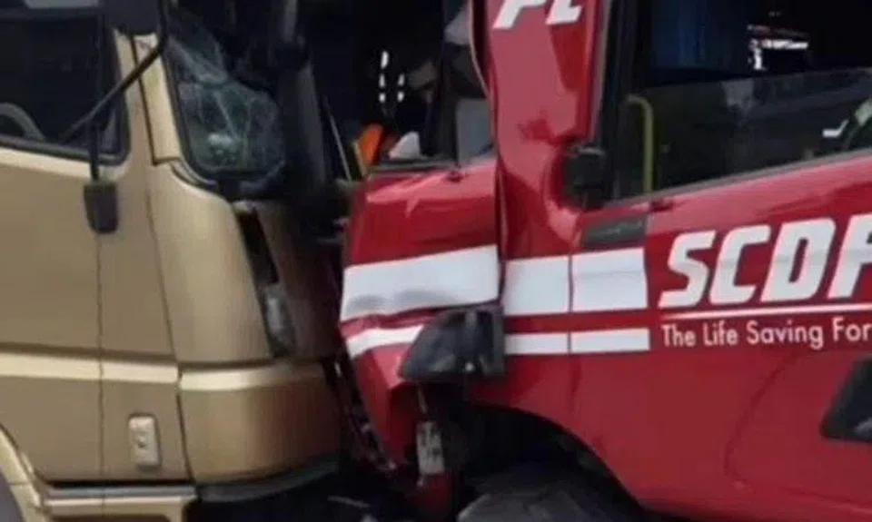 The fire engine was returning to the Sungei Kadut fire post after responding to a fire in the area, which turned out to be a false alarm.