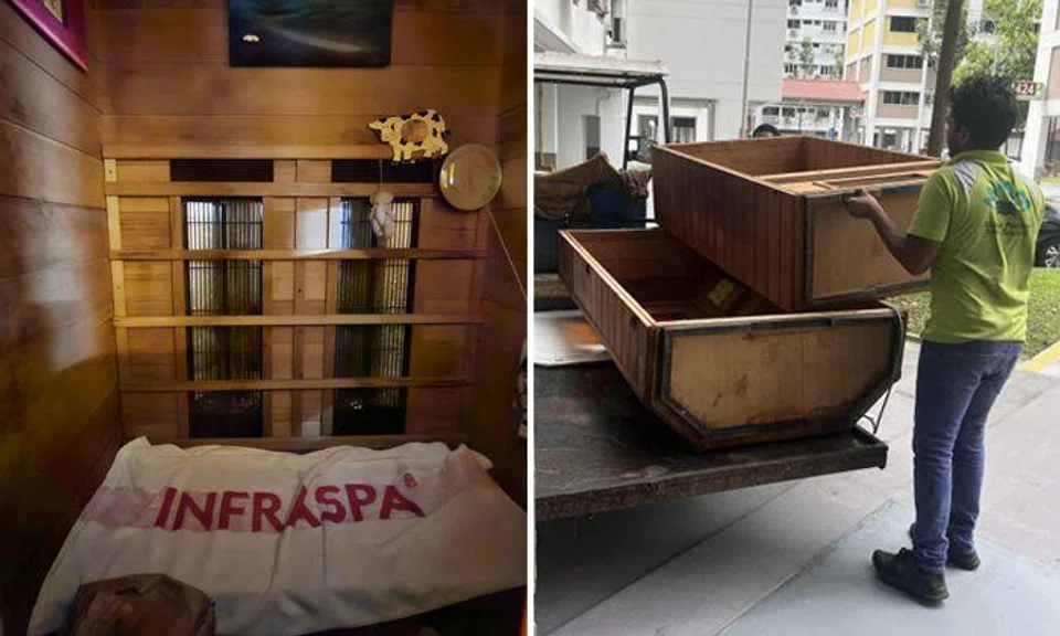 Workers remove 'sauna' cabin outside Serangoon flat at owner's request