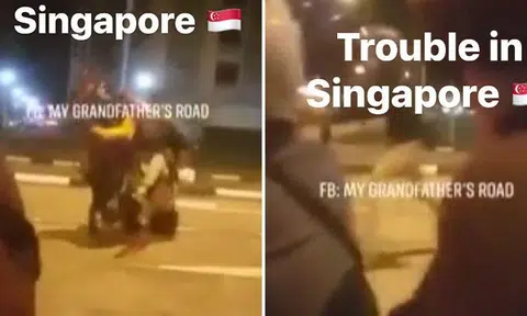 Rider fails wheelie stunt, ends up chasing after runaway motorcycle