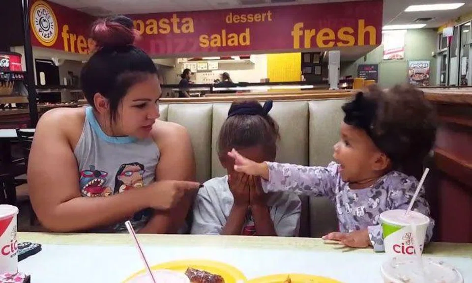 This baby gets really protective when her mum scolds her older sister
