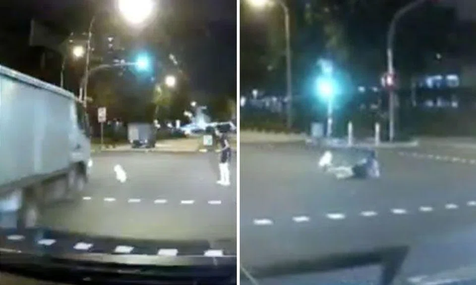 Unleashed dog has near-accident with lorry in heart-stopping video